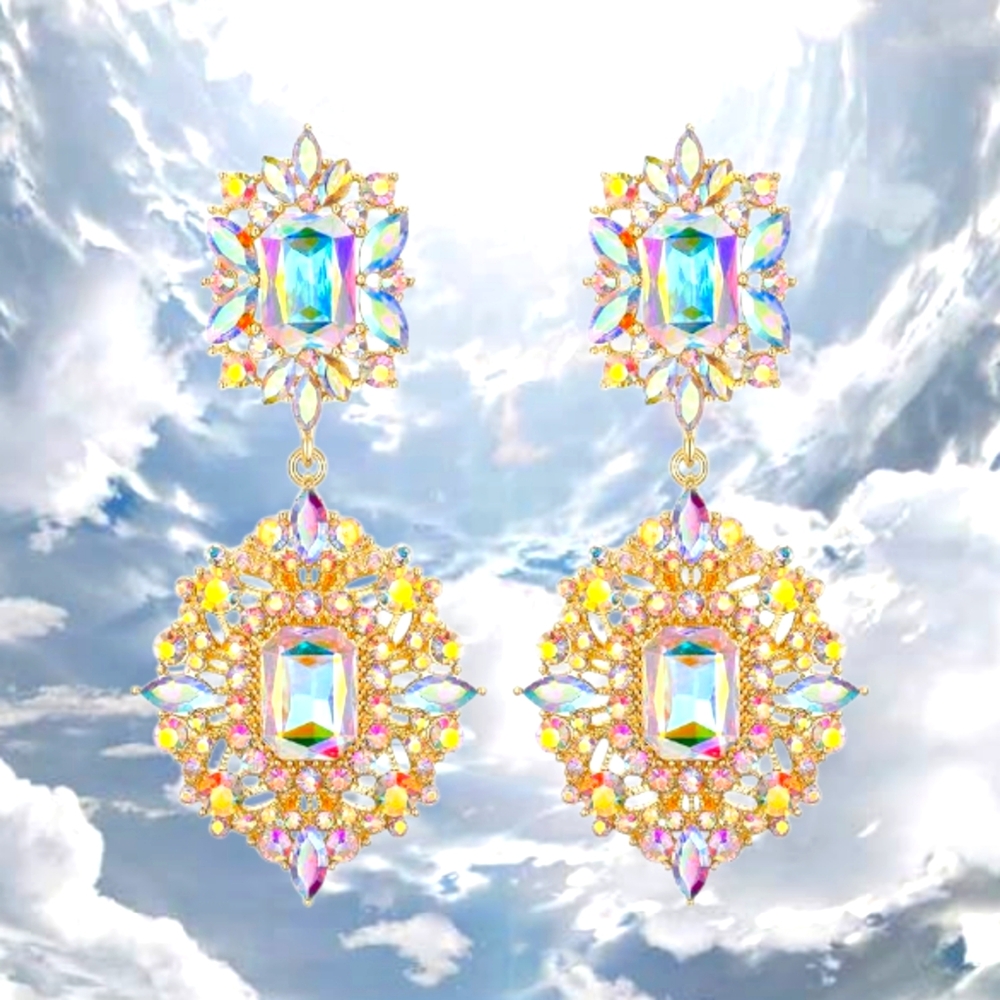 Elegant Gold AB Crystal Earrings